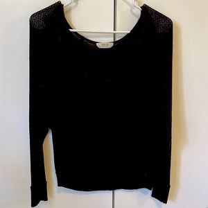 black waffle knit long sleeve shirt